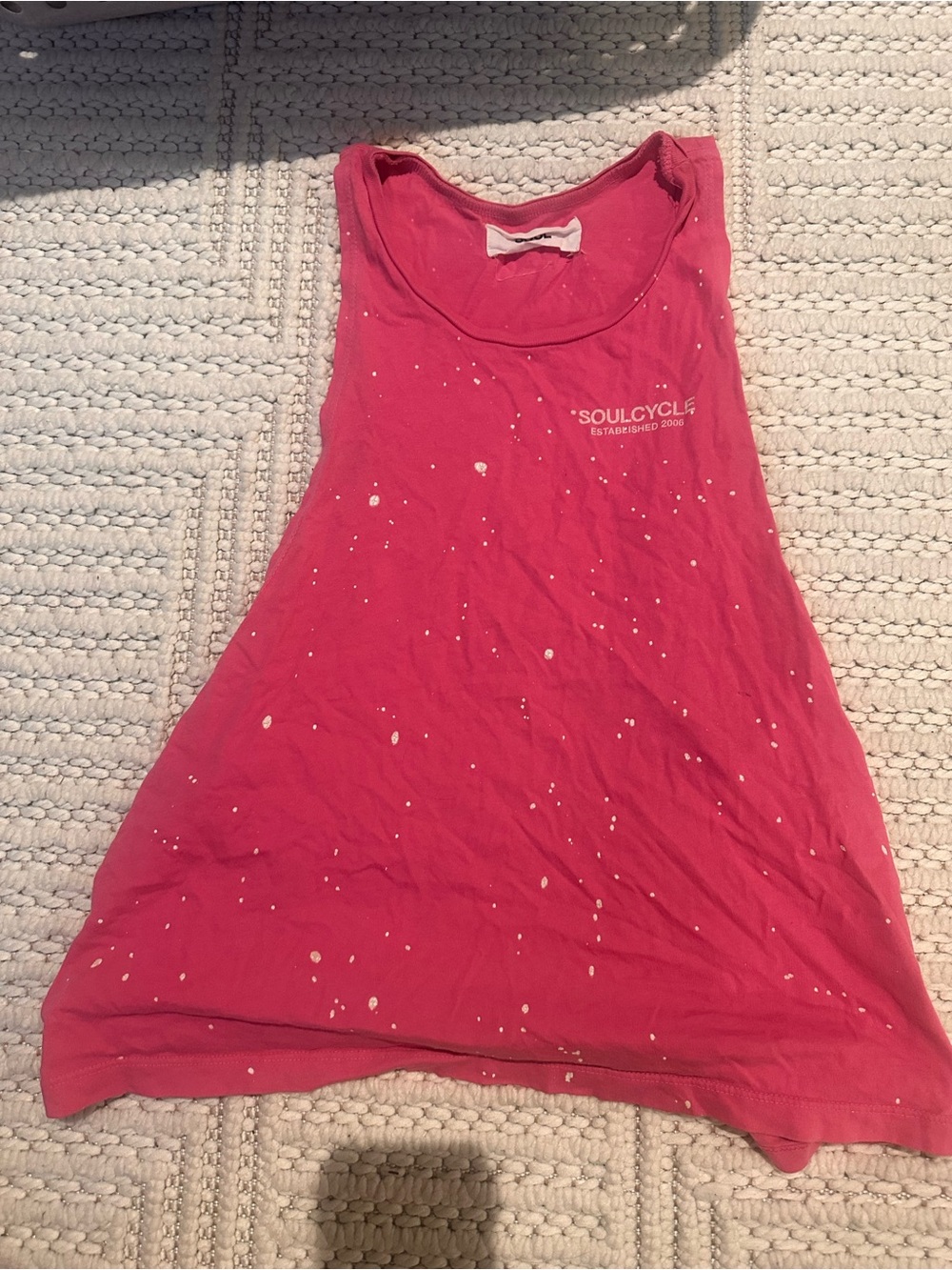 soulcycle pink splatter racerback tank
